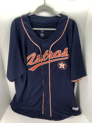 Houston Astros Dynasty Jersey Men Size 2XL Blue Stripe Button Short Sleeve NWOT - Image 1 of 4