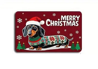 NEW Merry Christmas Dachshund Dog Holiday Mat 16x23" microfiber slip resistant - Image 1 of 4