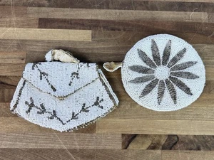 2 Vintage handgefertigte bestickte Perlen Geldbörse Clutch Made in Belgium Geldbörse - Bild 1 von 6