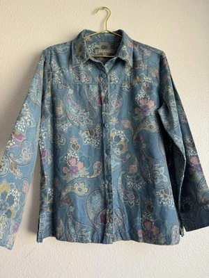 Camisa Croft & Barrow para mujer manga larga imitación gamuza cachemira boho abotonada talla: L Foto 1 de 4