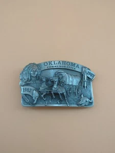 Vintage Oklahoma Commemorative 1982 Belt Buckle Numbered /5000 Land Rush Unworn - Picture 1 of 5