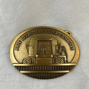 John Deere Tractor Vintage 1991 Maximizer Combine USA Belt Buckle Patina - Picture 1 of 2