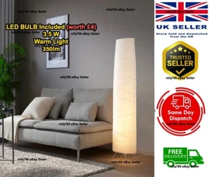 Hohe Steh Stehlampe Ikea VICKLEBY weiß weicher gemütlicher Schirm Deko & LED Leuchtmittel - Bild 1 von 6