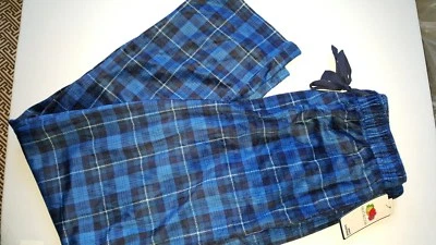 Pantalón para dormir Fruit of the Loom S aterciopelado liso a cuadros azul negro para hombre Foto 1 de 4