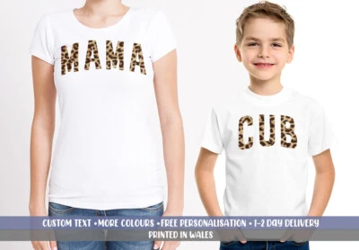 LLAN TEES T-Shirt Mama Cub Leopard Druck - Kinder Damen Mama Sohn Tochter Mutter Set Tops