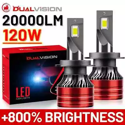 Dualvision Car Headlight LED Auto Bulb 120W 30000LM Light Lamp 6500K 12V CSP - Image 1 of 4