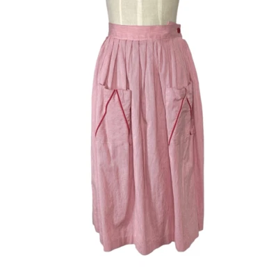 Victoire XS VTG 8 Pink Corduroy Skirt Midi Pleated 80s VTG Pockets Cottagrcore - Image 1 of 4