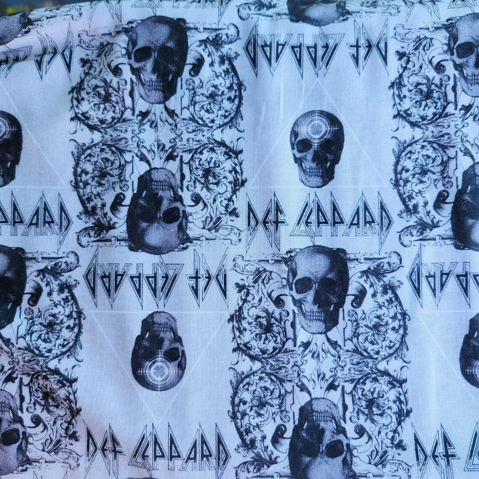Def Leppard Skull And Logo Themed Fabric By The Yard 44in X 36in - Image 1 of 1