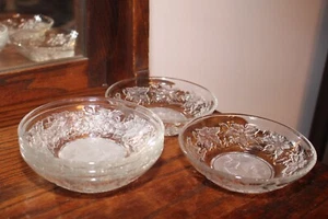 Princess House Fantasia 5 - Soup Cereal Bowls (5.25”) Clear Glass Poinsettia - Picture 1 of 7