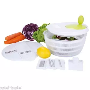 9 tlg. Salatschleuder Salatseiher Salatsieb mit Multireibe Gemüsehobel Reibe - Bild 1 von 6