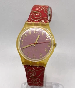 Reloj Swatch Rosa Paisley Correa Cuero 2001 Funciona Batería Nueva - Imagen 1 de 10