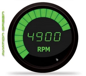 3 3/8" Universal Digital Tachometer Bargraph Gauge Green LED Black Bezel - Picture 1 of 8
