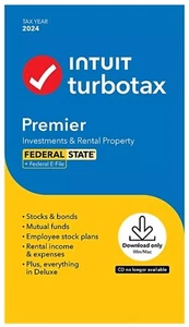 TurboTax Premier 2024 Tax Software Fed & State Tax Win & Mac CODE - SHIPS IN 24 - Picture 1 of 3