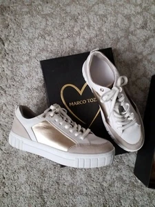 Marco Tozzi Damen Sneaker Schnürer Weiß Gold White Dune C 2-23703-20 Gr. 40 - Bild 1 von 6