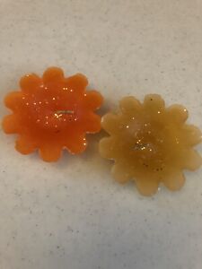 Glitter Yellow Orange Floating Candles (Pack of 2)