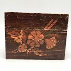 Vintage Rustic Primitive Wooden Recipe Box Floral Design