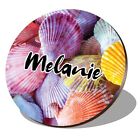 1 x Round Coaster - Name Melanie Sea Shells Lettering #266102