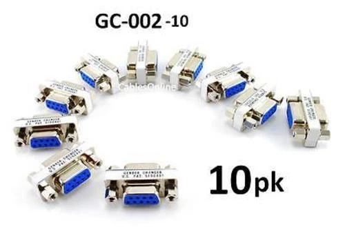 10-PACK DB9 Serial Female/Female Slim Type Gender Changer Coupler Adapter GC-002 - Image 1 of 1