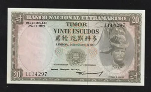 Timor, Banco Nacional Ultramarino, 20 Escudos, 1967, P-26, Uncirculated Banknote - Picture 1 of 2
