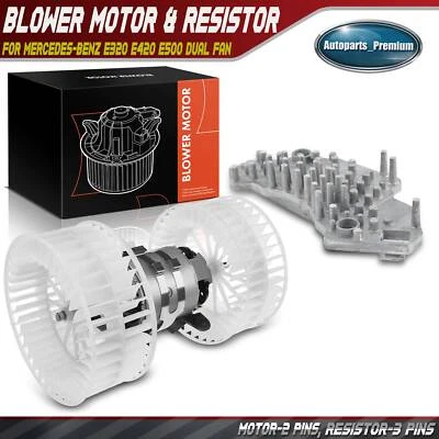 Front HVAC Blower Motor & Resistor Kit for Mercedes-Benz E320 E420 E500 Dual Fan - Image 1 of 4