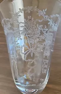 Vintage Corsage Clear Etched Glass Goblet 7.5" - Picture 1 of 3