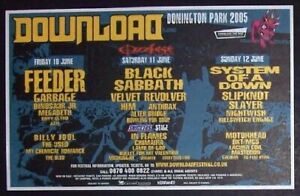 Megadeth Noir Sabbath Slayer Donnington Park Download Fest. 2005 type affiche annonce