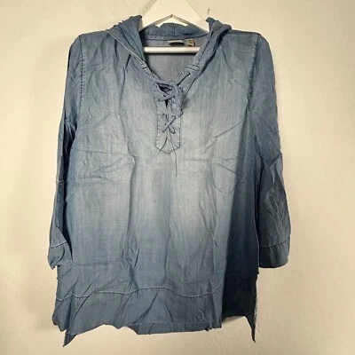 Zenergy by Chico's Womens Lace-Up Front Tencel Denim Pullover Jacket Size 3 - Image 1 of 4