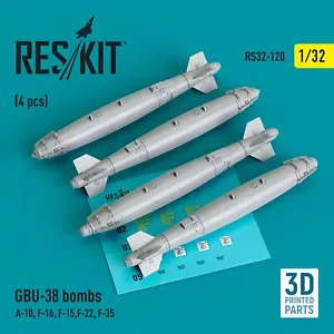 Bombas GBU-38 (4 piezas) (A-10, F-16, F-15, F-22, F-35) escala 1:32 ResKit RS32-0120 - Imagen 1 de 3