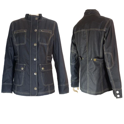 BODEN~NOVO COM ETIQUETAS!!~"STyLiSH" JAQUETA UTILITÁRIA DE ALGODÃO ENCERADO COSTURA BRONZEADA PRETA TAMANHO:10 - Imagem 1 de 4