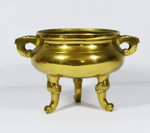 ANTIQUE 19th CENTURY CHINESE BRONZE CENSER TRIPOD INCENSE BURNER SIGNED SEAL - Picture 1 of 7