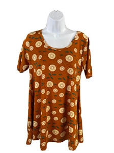 NEW LuLaRoe Women's Brown Floral Print Short Sleeve Perfect T-Shirt Sz XS - Picture 1 of 4