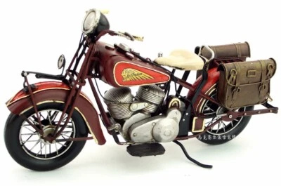 Indian Vintage Harley Motorcycle Metal Diecast Desk Moto Model Toy Decoration - Image 1 of 4