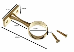 Varilla de armario riel zócalo centro soporte soporte 25 mm chapado en latón paquete de 2 - Imagen 1 de 1