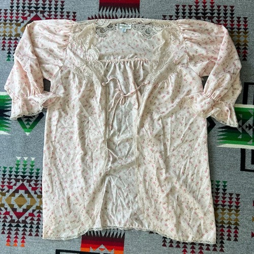 Pigiama lingerie Christian Dior vintage taglia small floreale manica 3 4 pizzo C1
