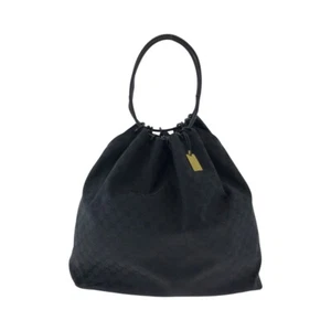 GUCCI 91379 Drawstring Shoulder Bag Black Black Black Hardware GG canvas GG - Picture 1 of 10