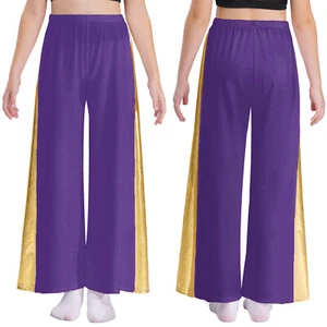 Kids Girls Pants Modern Trousers High Waist Dancewear Church Worship Dance Yoga - Picture 1 of 63