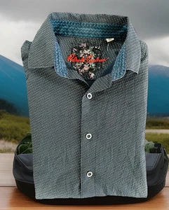 Robert Graham designer Blue Geometric LS shirt SZ MD classic fit (44in) SRP $188 - Picture 1 of 10