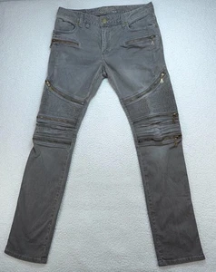 Robin's Jean Hombre 32x33 Gris Moto Denim Hecho en EE. UU. Cremalleras por todas partes - Imagen 1 de 15