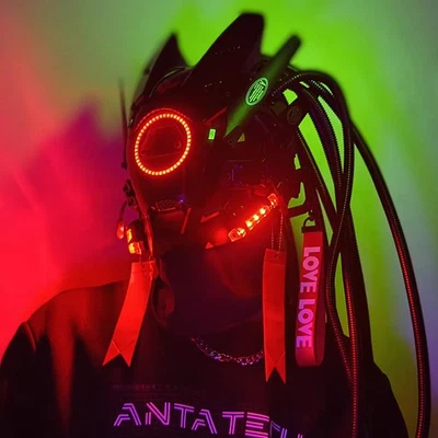 Cyberpunk Predator Helmet Cosplay Props LED Mask Man Headgear Tactics Halloween - Image 1 of 4