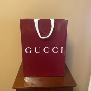 New Gucci Shopping Bag - Gift Bag Burgundy Red Glossy -Authentic- 14” x 10” - Picture 1 of 2