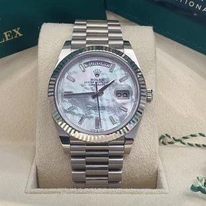ROLEX DAY-DATE 40 MOTHER OF PEARL BAGUETTE DIAL WHITE GOLD PRESIDENT ref: 228239 - Picture 1 of 10