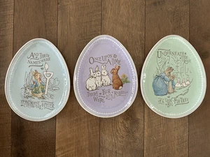 Pottery Barn Kids Peter Rabbit Melamime Plate Set 3 Easter Egg Shape NWOT - Picture 1 of 2