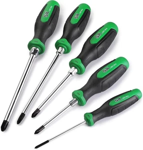 SK 5-Piece Phillips Screwdriver Set, Magnetic S2 Green  - Picture 1 of 8