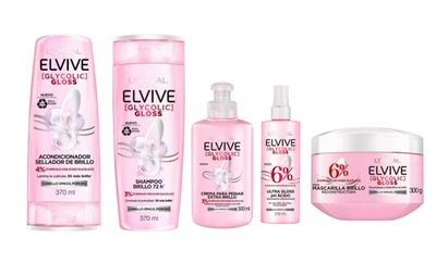 L’Oreal Elvive Glicólico Brillo Cuidado del Cabello Set 5 piezas - Champú, Acondicionador, Mascarilla, Le Foto 1 de 4