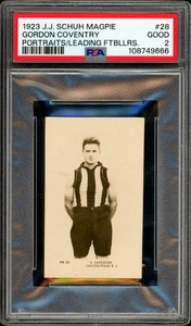 PSA 2 - 1923 Collingwood Magpies VFL JJ Schuh Rookie Graded Card Gordon Coventry - Bild 1 von 3