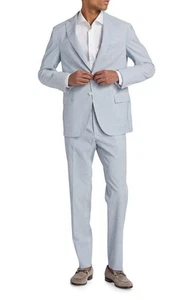 $1,500 NWT Saks Fifth Avenue COLLECTION Lightweight Wool Seersucker Suit 38 R - Picture 1 of 15