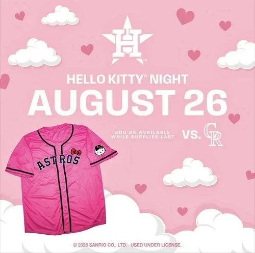 Camiseta Hello Kitty Night de los Astros de Houston 26/08/25 adicional 2XL Foto 1 de 1