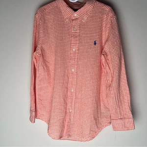 Boys Polo Ralph Lauren Orange and White Checked Long Sleeve Shirt Size: 6 Years - Picture 1 of 6