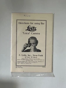 Directions For Using The Leitz ‘Leica’ Camera July 1928 Instruction Manual Book - Picture 1 of 4