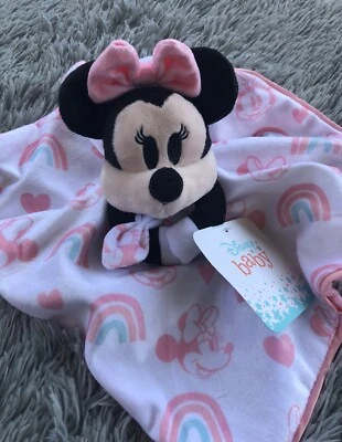 Manta Lovey Minnie Mouse Disney Bebé Rosa y Blanco Personalizada Recién Nacido Foto 1 de 4
